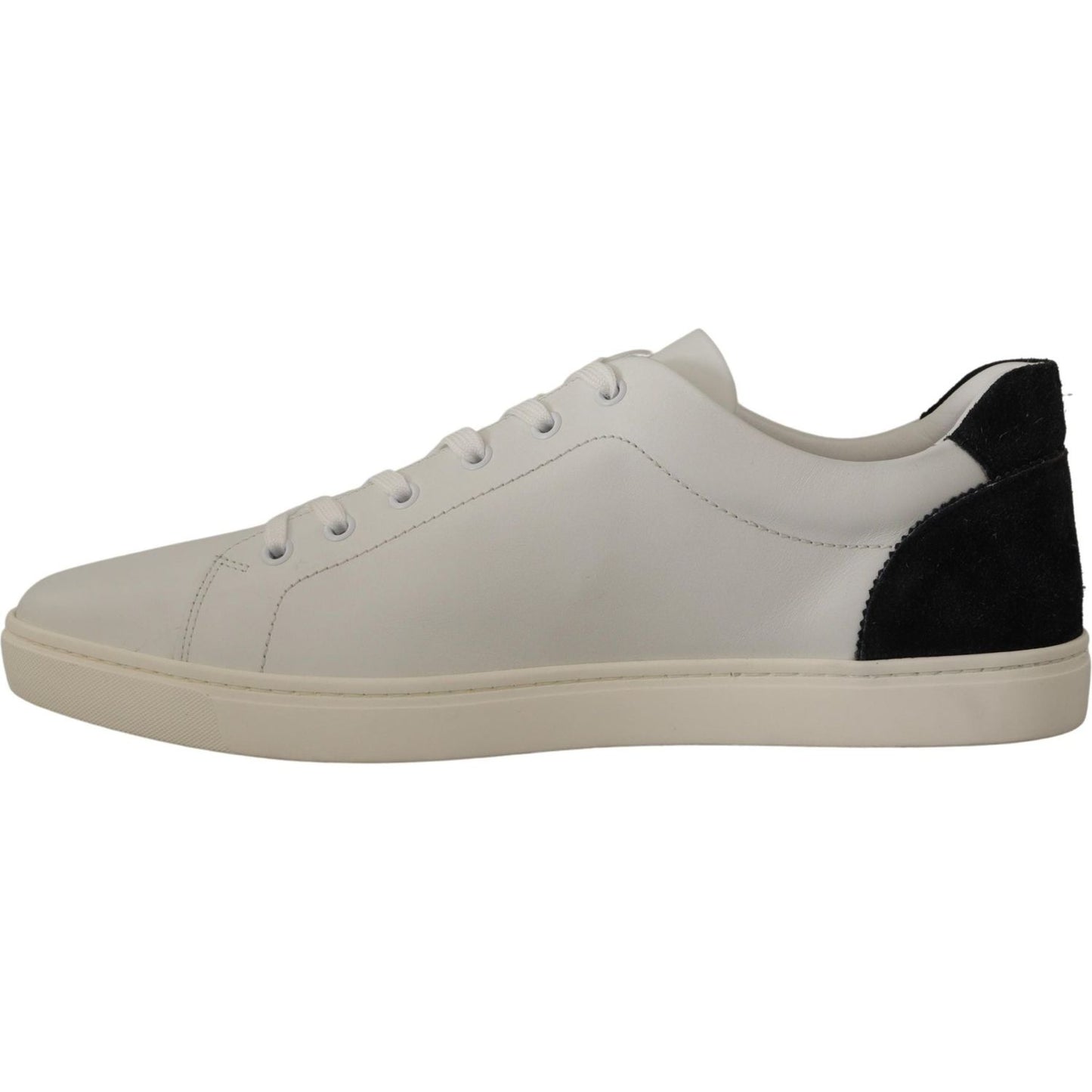 Dolce & Gabbana White Black Leather Low Shoes Sneakers