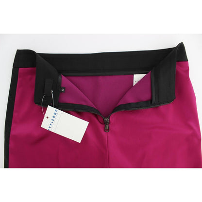 Exte Pink Black Above Knees Cotton Stretch Skirt Exte
