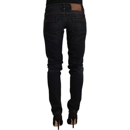 Acht Black Washed Cotton Low Waist Slim Fit Denim Jeans Acht
