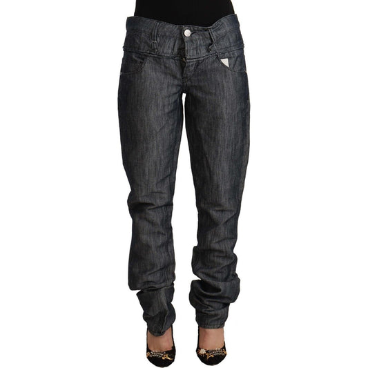 Acht Dark Gray Ramie Mid Wide Waist Straight Denim Jeans Acht