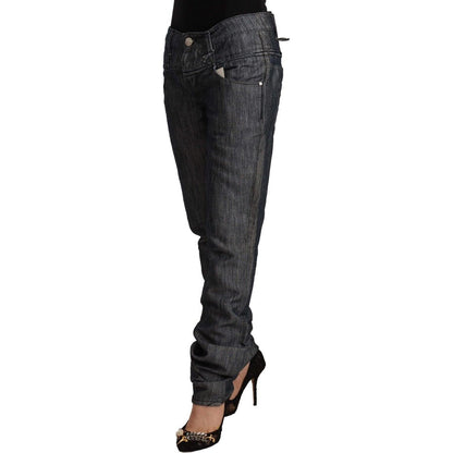 Acht Dark Gray Ramie Mid Wide Waist Straight Denim Jeans Acht