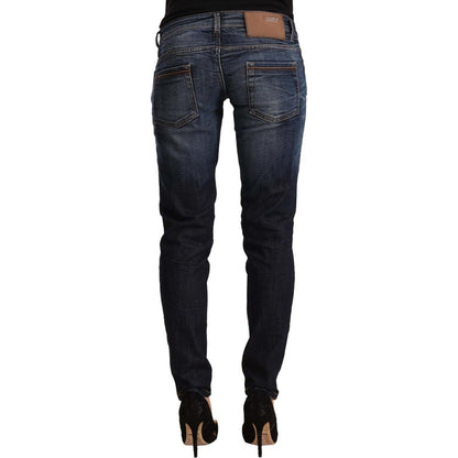 Acht Blue Washed Cotton Low Waist Skinny Denim Jeans Acht