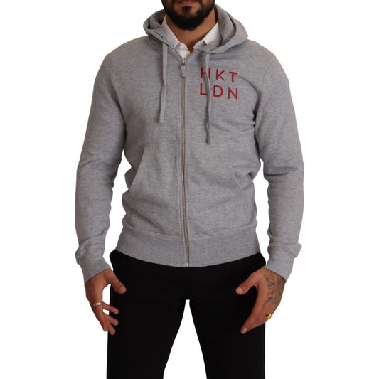 Hackett Gray Full Zip Hooded Cotton Sweatshirt Sweater Hackett