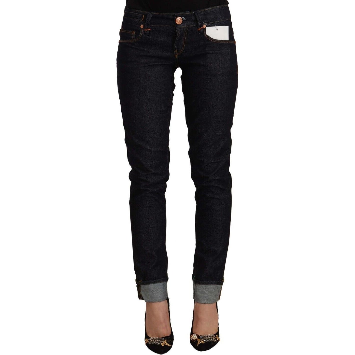 Acht Black Cotton Low Waist Slim Fit Denim Jeans Acht