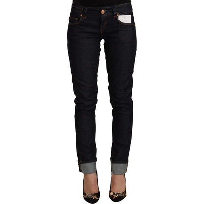 Acht Black Cotton Low Waist Slim Fit Denim Jeans Acht