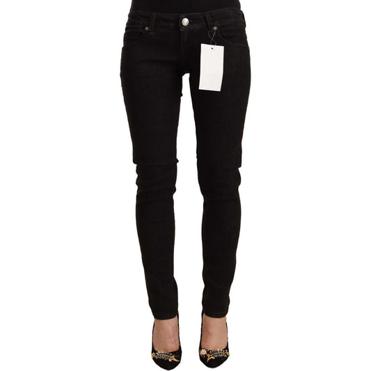 Acht Black Cotton Low Waist Skinny Denim Jeans Acht