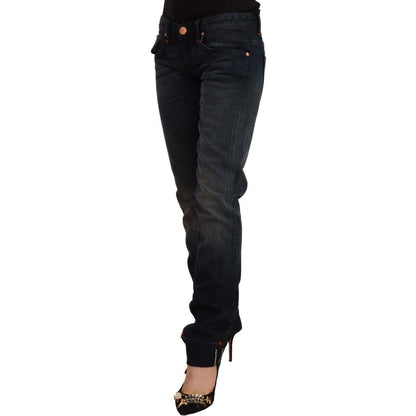 Acht Black Washed Cotton Skinny Denim Low Waist Jeans Acht