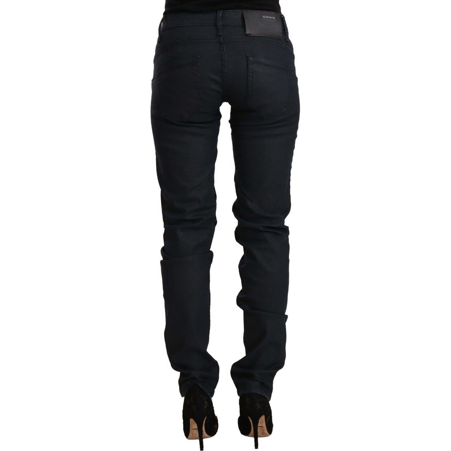 Acht Black Cotton Low Waist Slim Fit Denim Jeans Acht