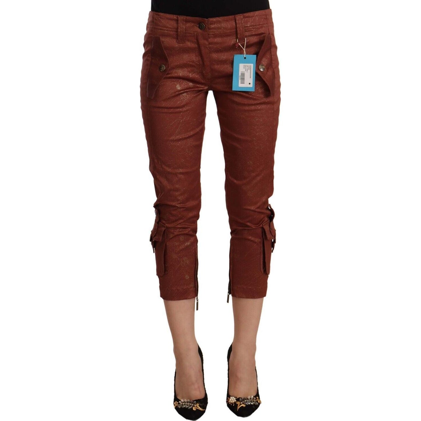 Just Cavalli Elegant Cropped Mid Waist Cotton Pants Just Cavalli