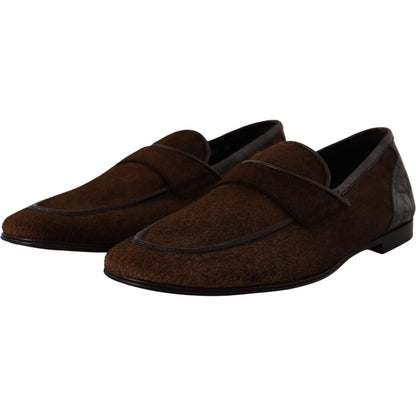 Dolce & Gabbana Shoes Dress Loafers Brown Leather Slip Shoes Dolce & Gabbana