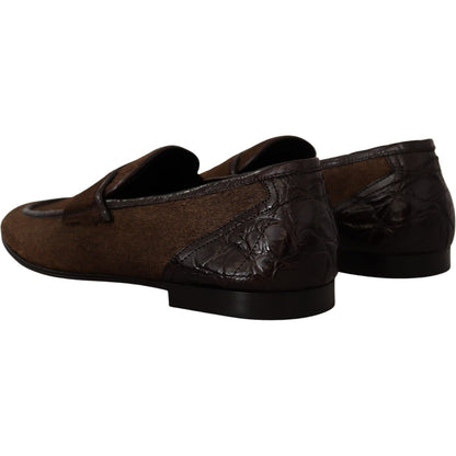Dolce & Gabbana Shoes Dress Loafers Brown Leather Slip Shoes Dolce & Gabbana