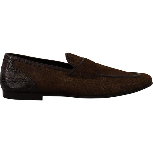 Dolce & Gabbana Shoes Dress Loafers Brown Leather Slip Shoes Dolce & Gabbana