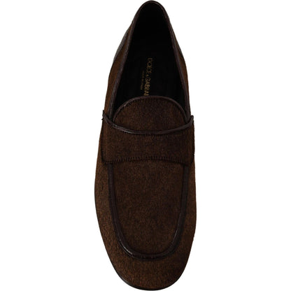Dolce & Gabbana Shoes Dress Loafers Brown Leather Slip Shoes Dolce & Gabbana