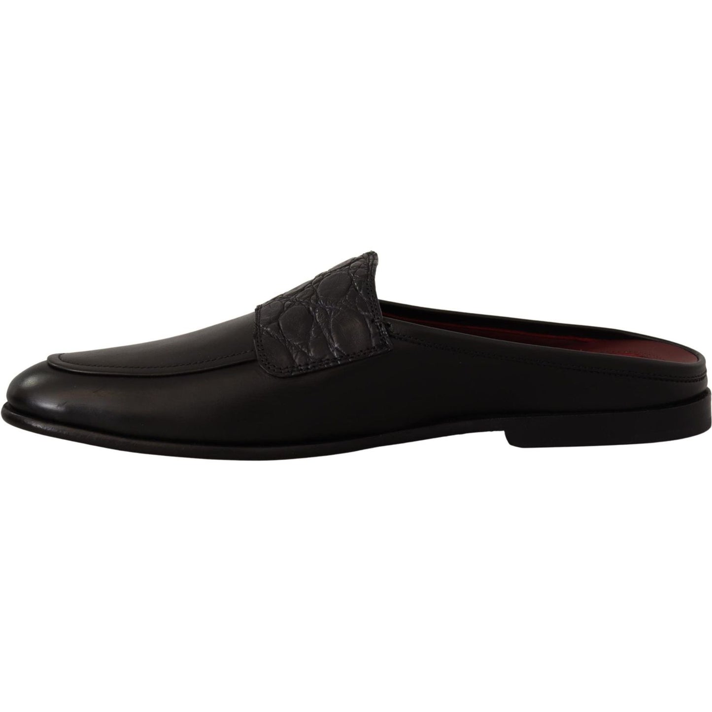 Dolce & Gabbana Exquisite Black & Burgundy Leather Slides Dolce & Gabbana