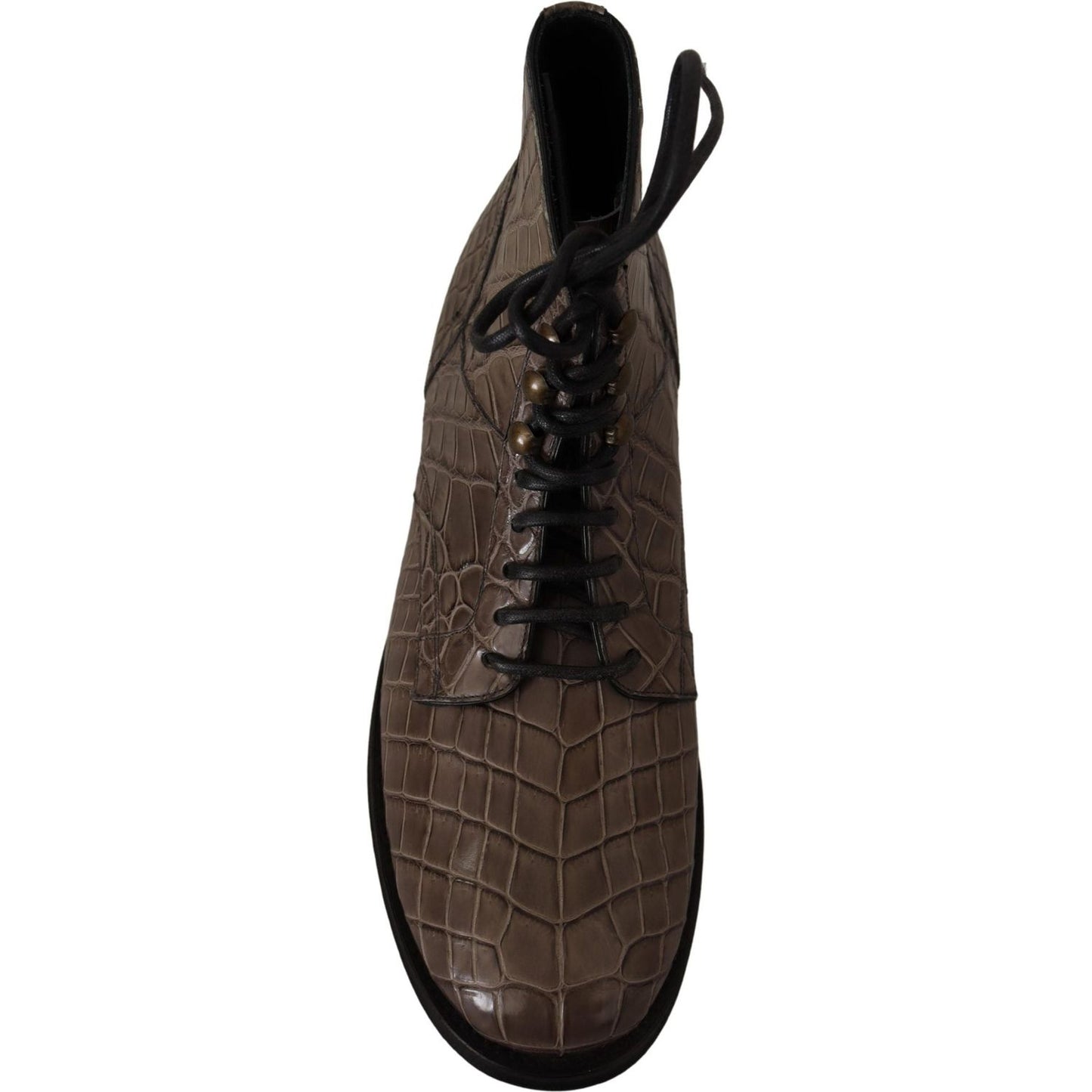 Dolce & Gabbana Gray Crocodile Leather Derby Boots Dolce & Gabbana