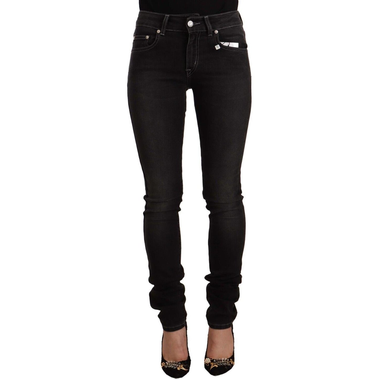 GF Ferre Chic Slim-Fit Black Washed Jeans GF Ferre