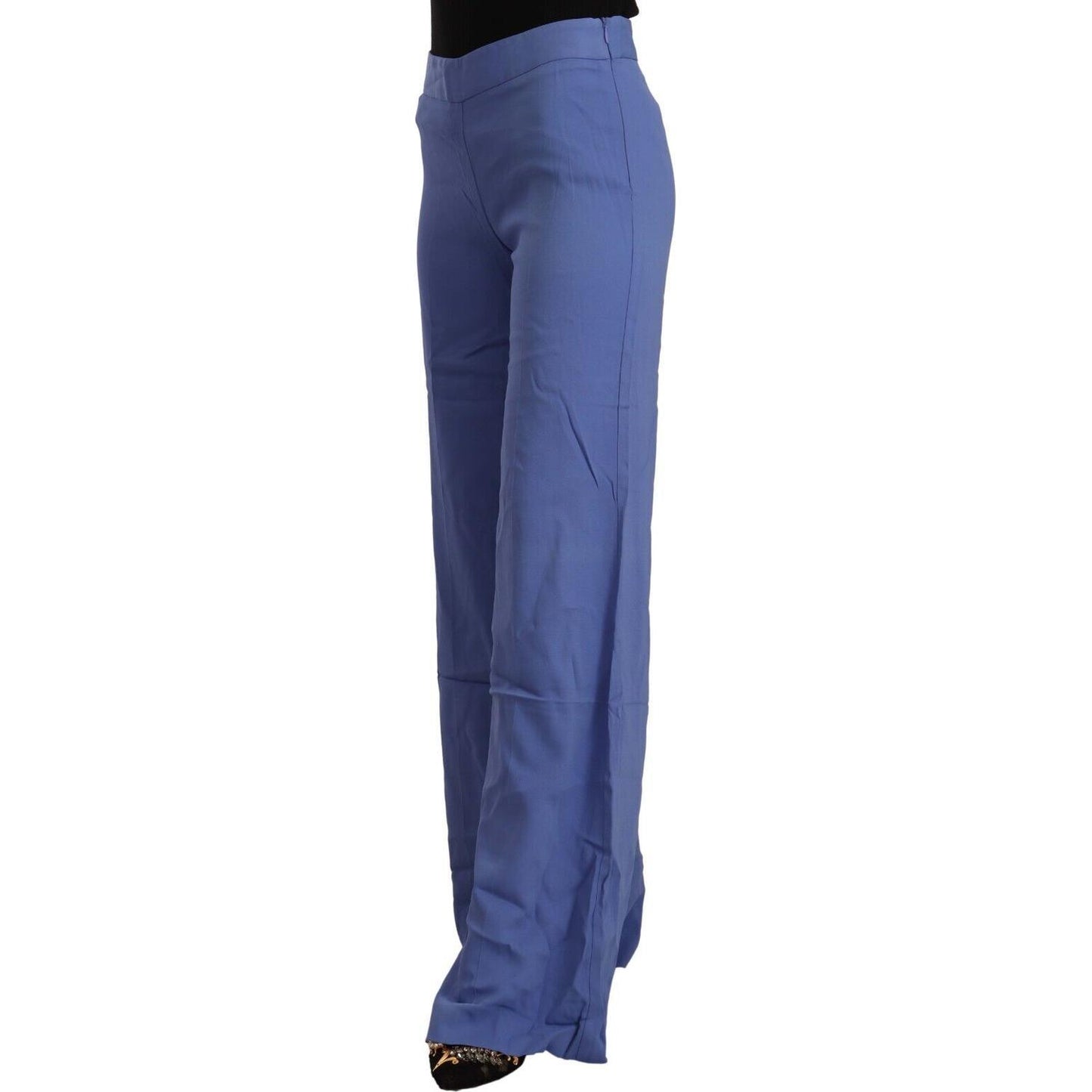 P.A.R.O.S.H. Blue High Waist Viscose Straight Wide Leg Pants P.A.R.O.S.H.