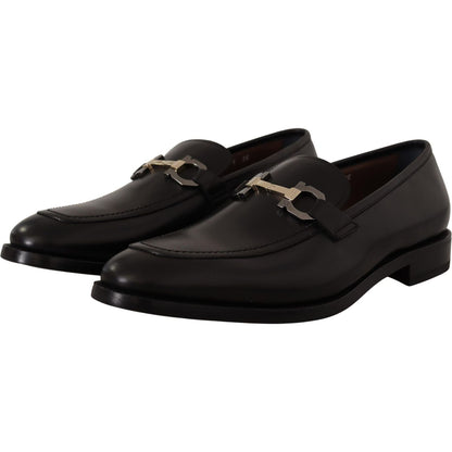 Salvatore Ferragamo Black Calf Leather Moccasin Formal Shoes Salvatore Ferragamo