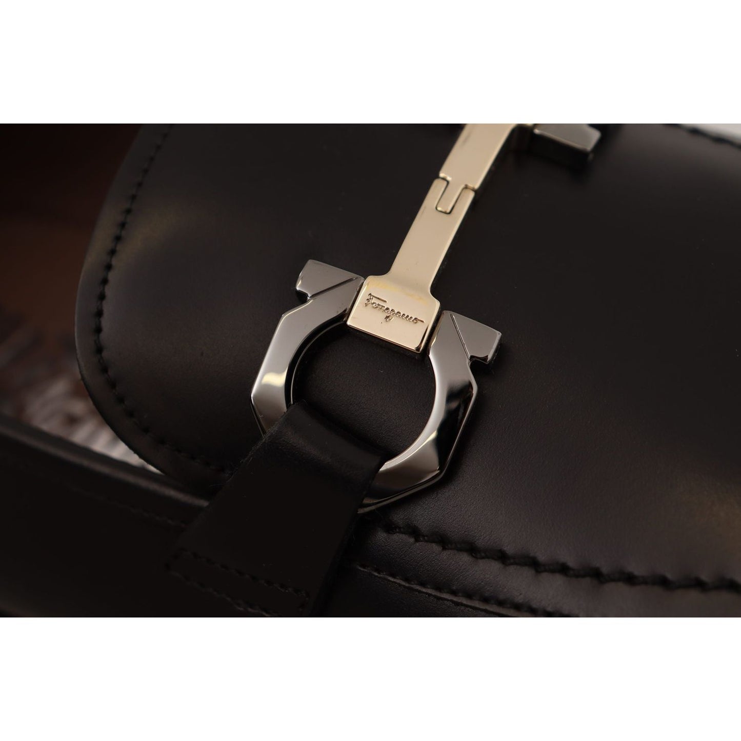 Salvatore Ferragamo Black Calf Leather Moccasin Formal Shoes Salvatore Ferragamo