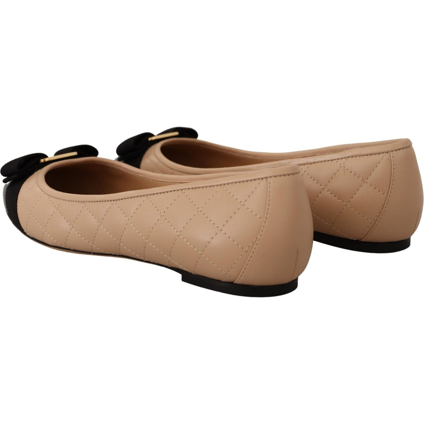 Salvatore Ferragamo Elegant Quilted Leather Flats - Chic Dual-Tone Design WOMAN FLAT SHOES Salvatore Ferragamo