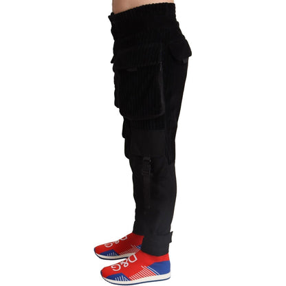 Dolce & Gabbana Black Cotton Skinny Corduroy Cargo Pants