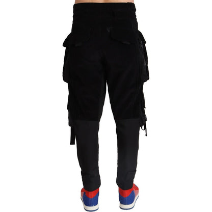 Dolce & Gabbana Black Cotton Skinny Corduroy Cargo Pants