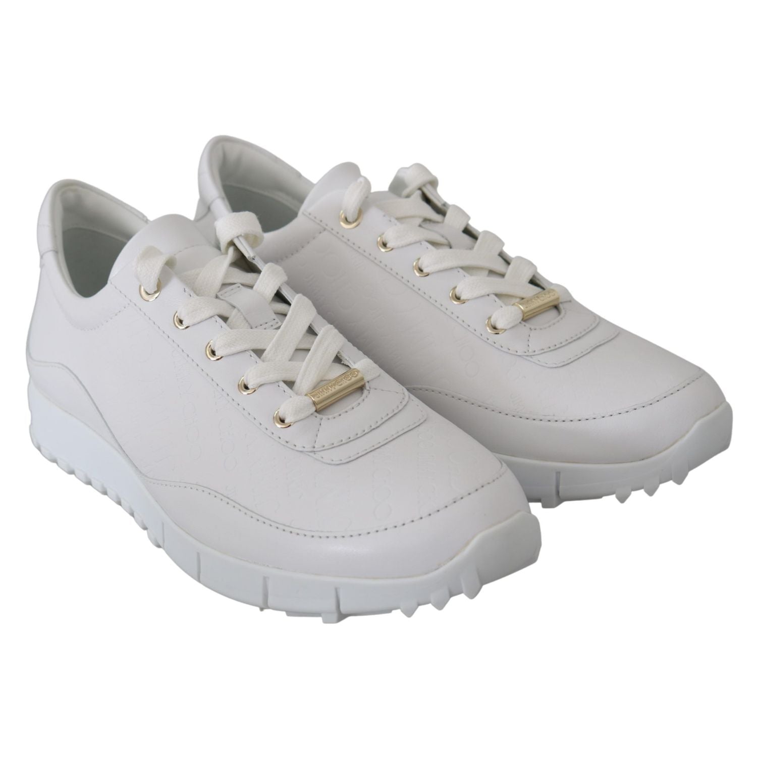 Jimmy Choo White Leather Monza Sneakers