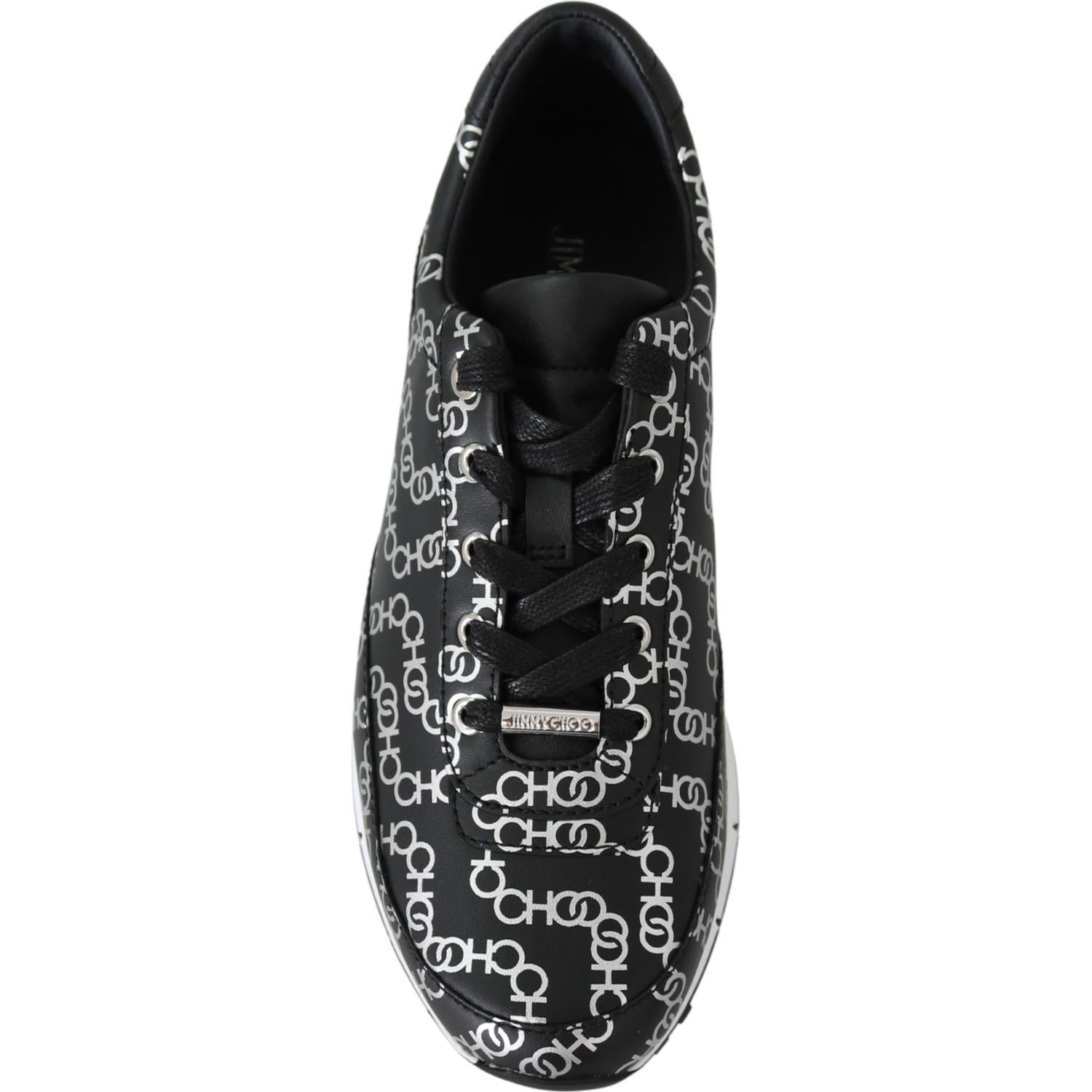 Jimmy Choo Black and Silver Leather Monza Sneakers