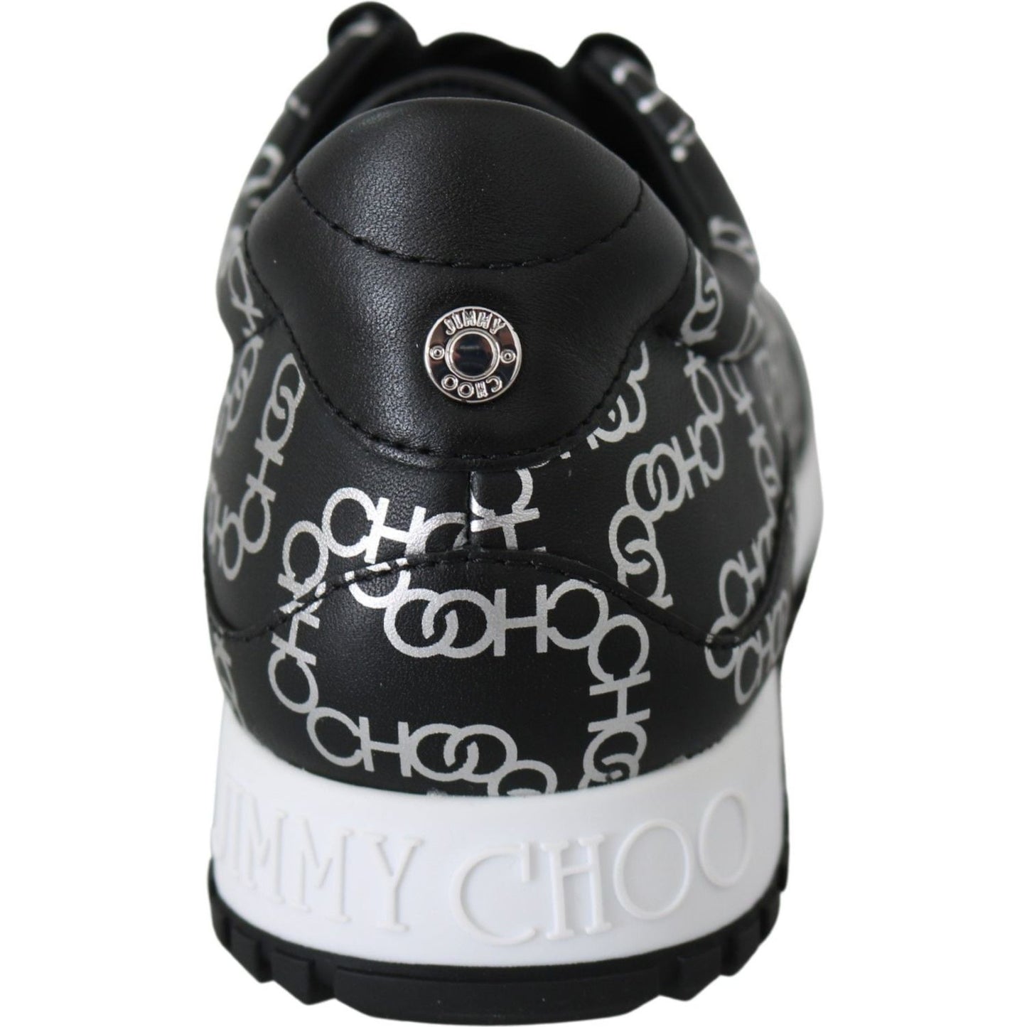 Jimmy Choo Black and Silver Leather Monza Sneakers
