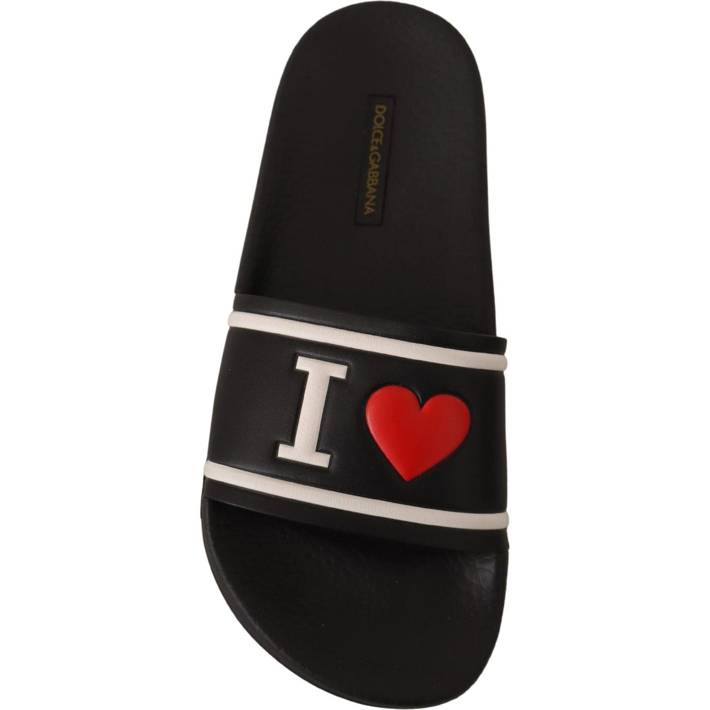 Dolce & Gabbana Elegant Black Leather Slide Sandals for Her Dolce & Gabbana