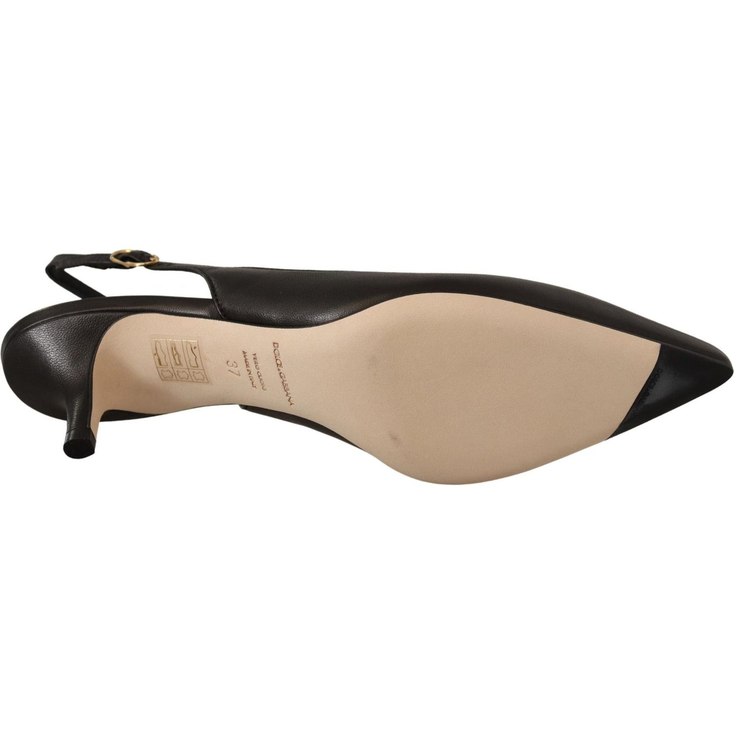 Dolce & Gabbana Elegant Black Leather Slingbacks Heels Dolce & Gabbana