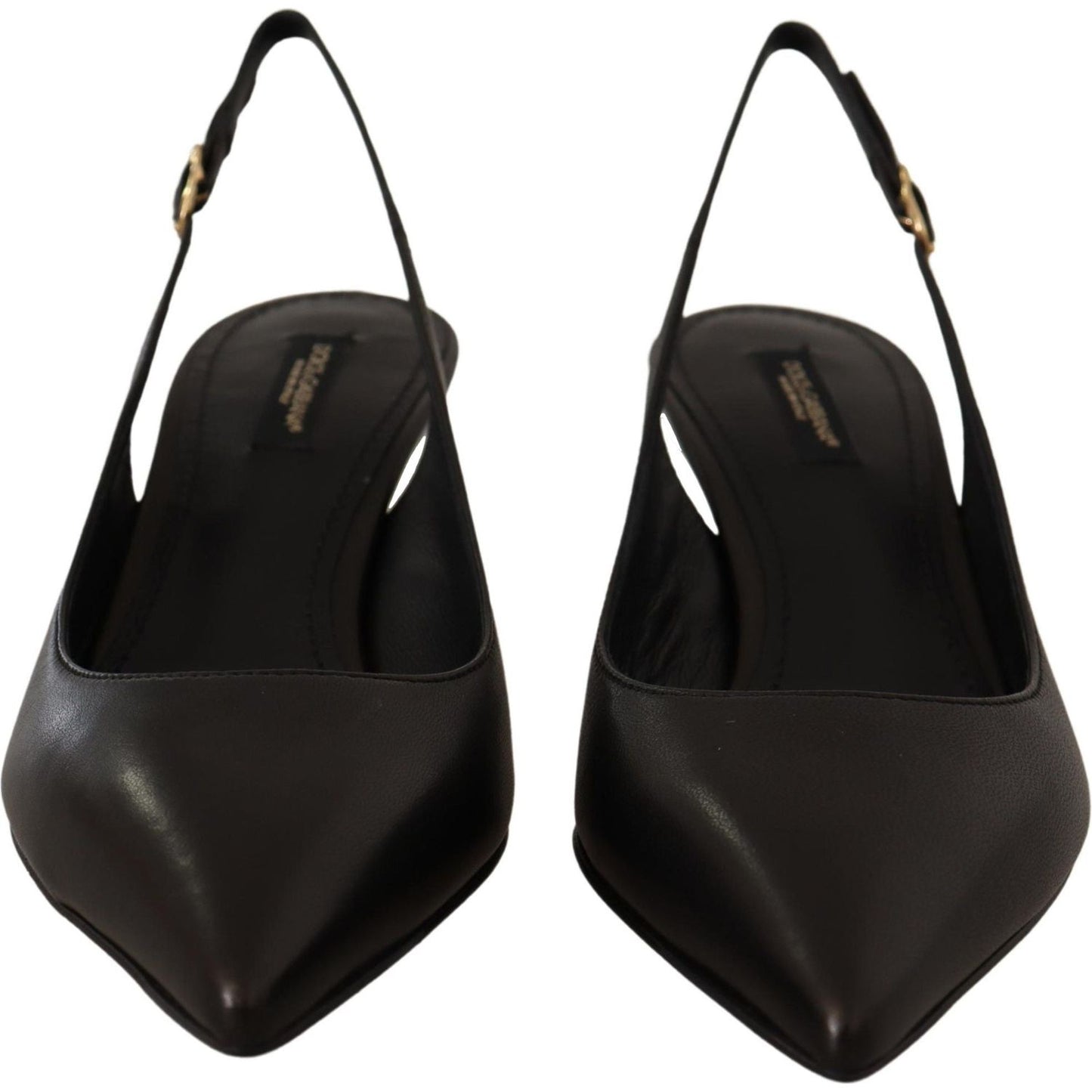 Dolce & Gabbana Elegant Black Leather Slingbacks Heels Dolce & Gabbana