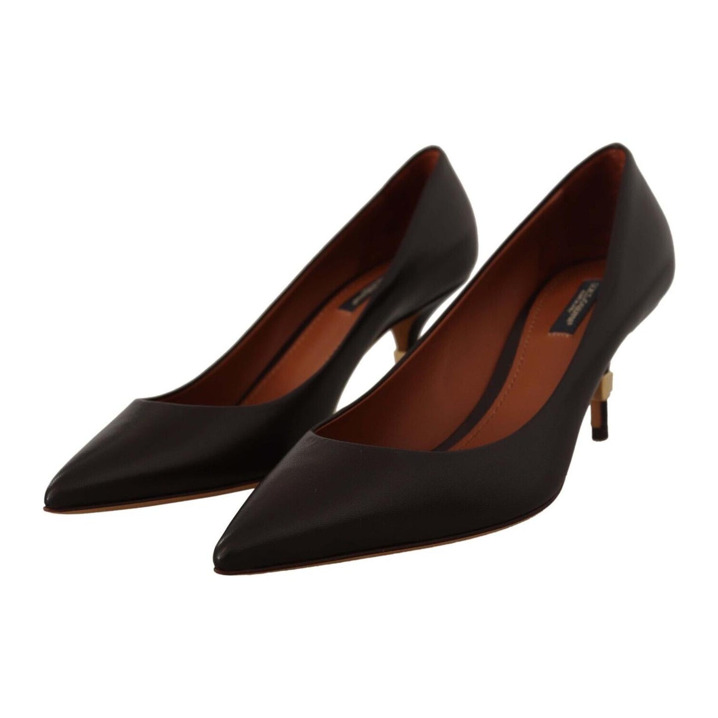 Dolce & Gabbana Elegant Brown Leather Heels Pumps Dolce & Gabbana