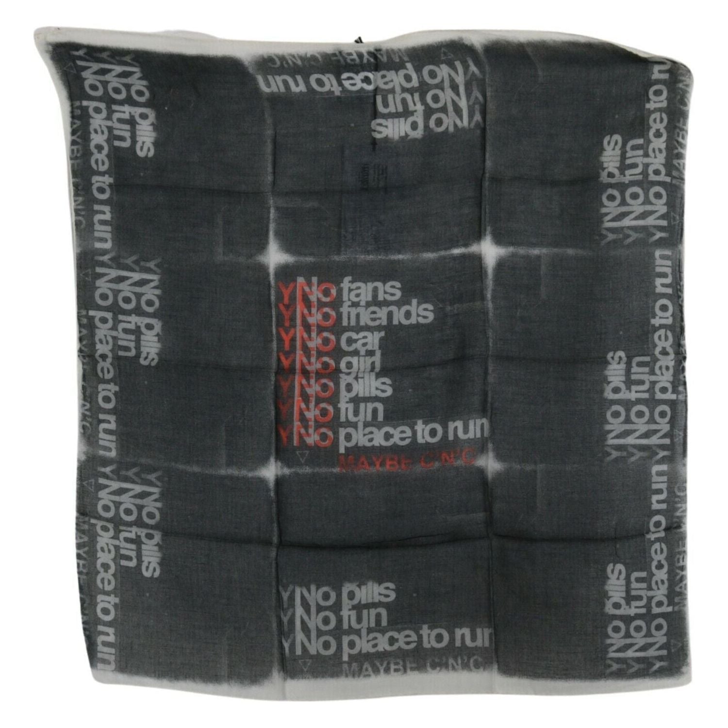 Costume National Dark Gray Wool Foulard Branded Scarf