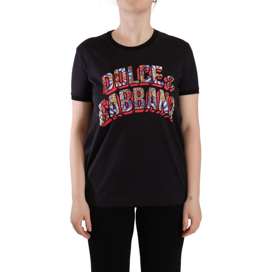 Dolce & Gabbana Chic Black Crew Neck Logo Tee Dolce & Gabbana