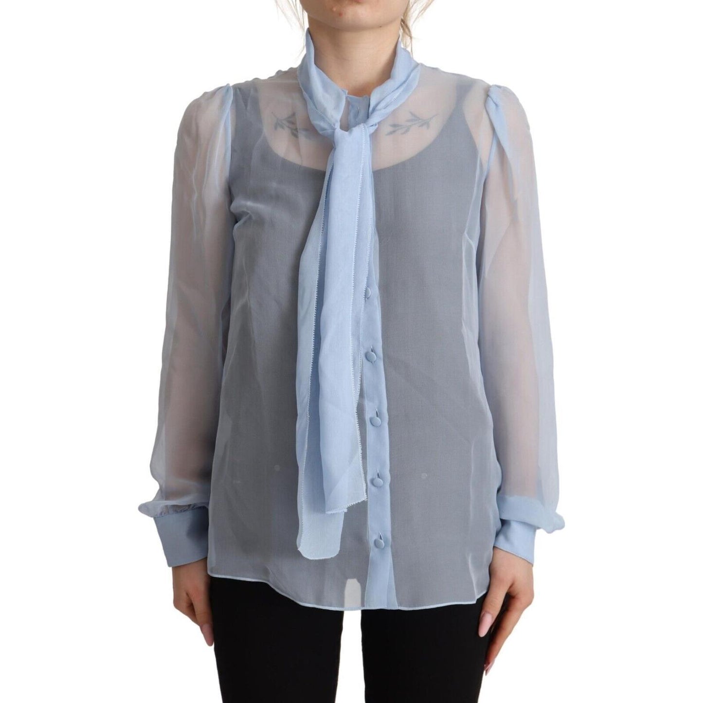 Dolce & Gabbana Elegant Silk Ascot Collar Blouse Dolce & Gabbana