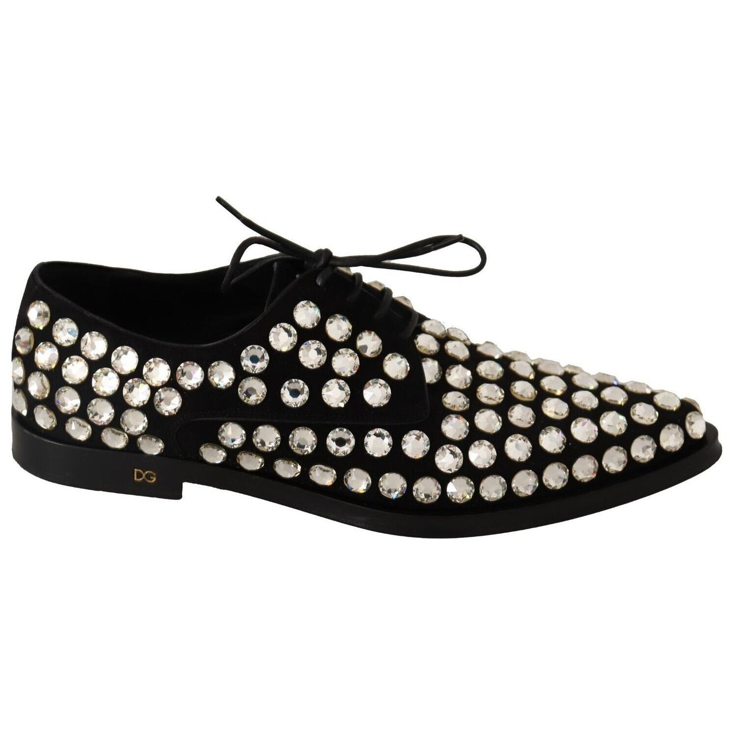 Dolce & Gabbana Elegant Crystal-Embellished Lace-Up Flats Dolce & Gabbana