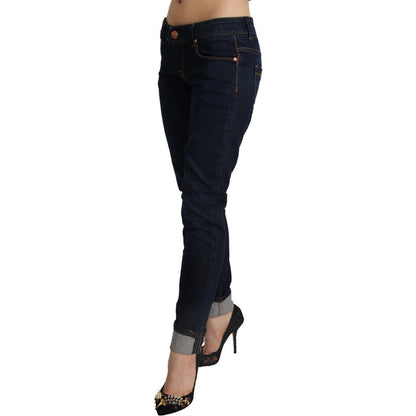 Acht Blue Cotton Low Waist Slim Fit Denim Women Trouser Jeans Acht