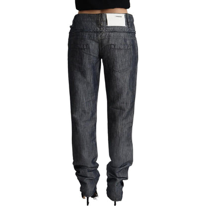Acht Dark Gray Ramie Mid Wide Waist Straight Denim Jeans Acht