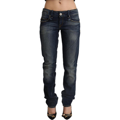 Acht Dark Blue Washed Cotton Skinny Denim Low Waist Jeans Acht