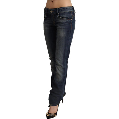 Acht Dark Blue Washed Cotton Skinny Denim Low Waist Jeans Acht