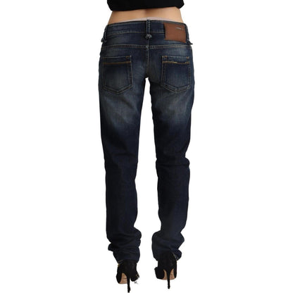 Acht Dark Blue Washed Cotton Skinny Denim Low Waist Jeans Acht