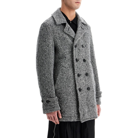 COMME DES GARCONS BLACK herringbone wool caban