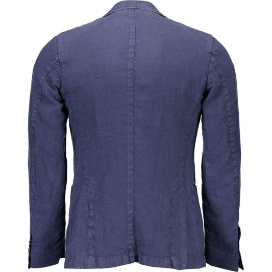 Gant Blue Linen Men Jacket Gant