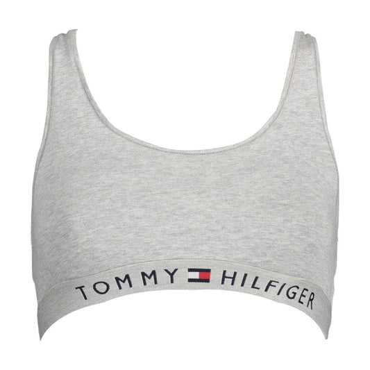 Tommy Hilfiger Gray Cotton Women Sports Bra Tommy Hilfiger