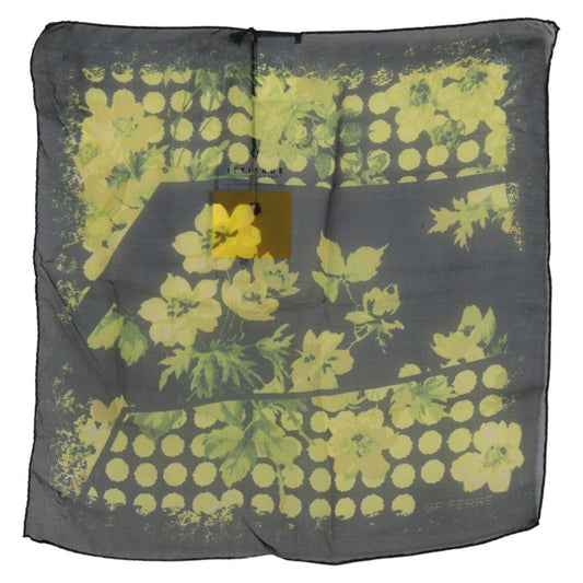 GF Ferre Black Yellow Floral Wrap Shawl Foulard Scarf GF Ferre