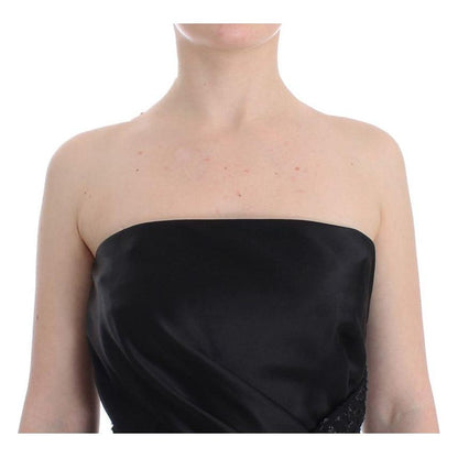 Masha Ma Black Strapless Embellished Pencil Dress