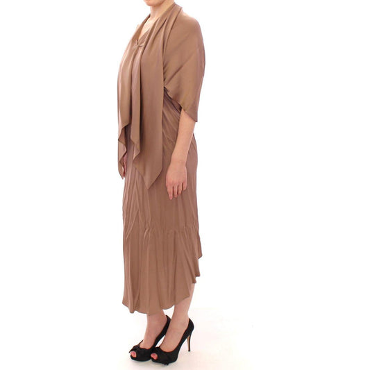 Lamberto Petri Elegant Brown Silk Shift Dress Lamberto Petri