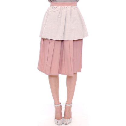 Comeforbreakfast Pink Gray Knee-Length Pleated Skirt Comeforbreakfast