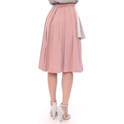 Comeforbreakfast Pink Gray Knee-Length Pleated Skirt Comeforbreakfast